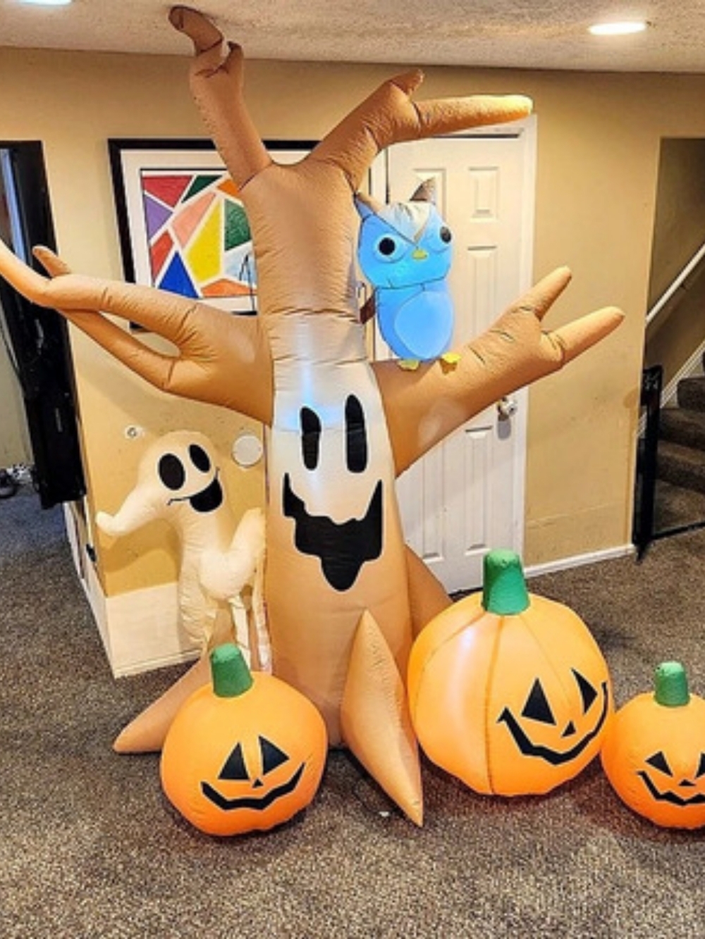 GOOSH 8 FT Halloween Inflatable Scary Dead Tree with Ghost and Owl Decor